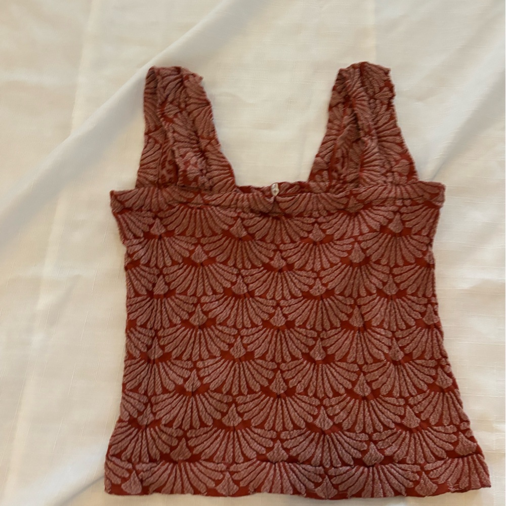Elegant Red Patterned Crop Top